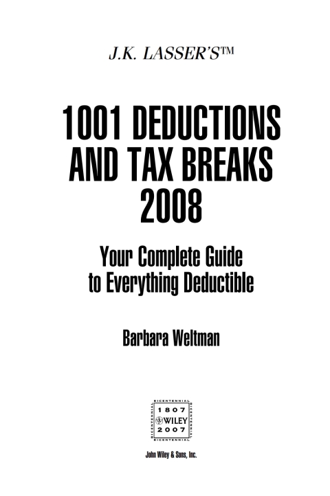Cover image for book J.K. Lasser's 1001 Deductions and Tax Breaks 2008