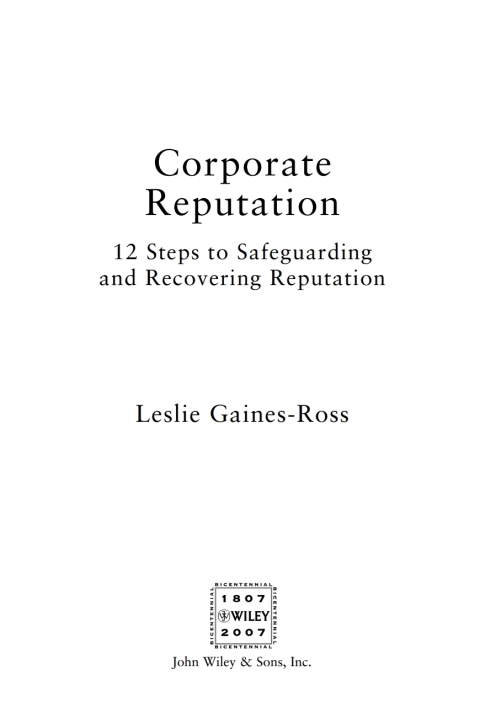 Cover image for book Corporate Reputation