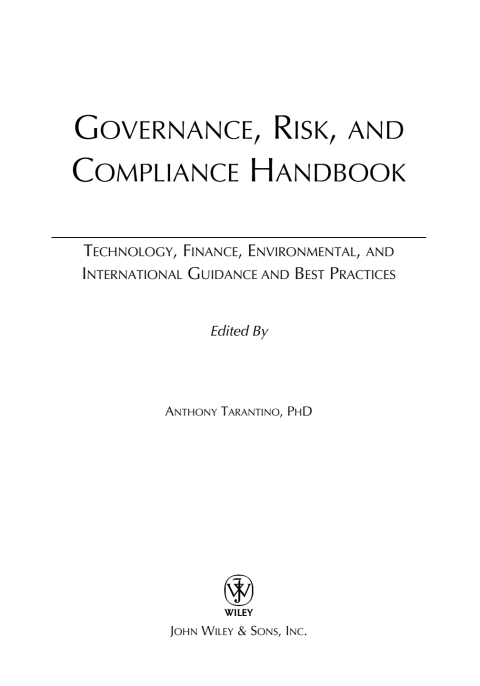 Cover image for book Governance, Risk, and Compliance Handbook