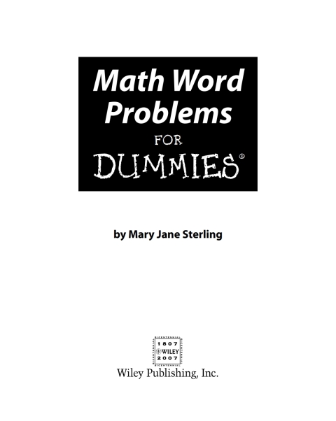 Cover image for book Math Word Problems For Dummies
