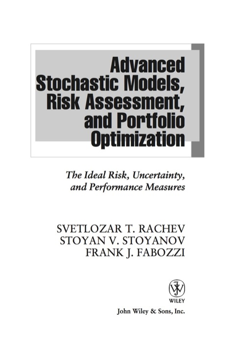 Cover image for book Advanced Stochastic Models, Risk Assessment, and Portfolio Optimization: The Ideal Risk, Uncertainty, and Performance Measures