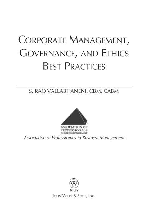 Cover image for book Corporate Management, Governance, and Ethics Best Practices