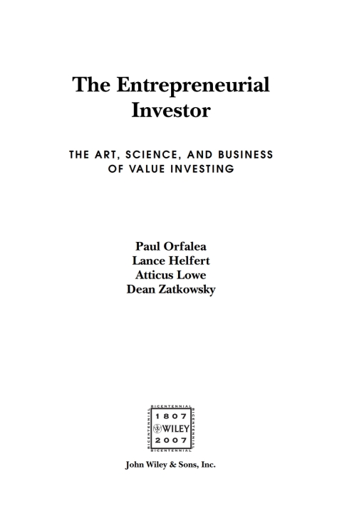 Cover image for book The Entrepreneurial Investor