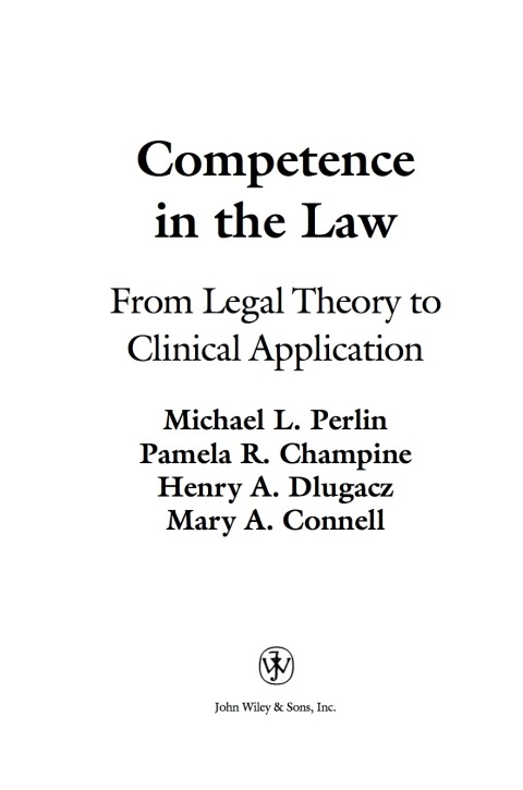 Cover image for book Competence in the Law: From Legal Theory to Clinical Application