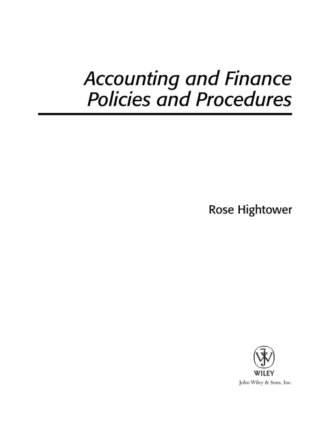 Cover image for book Accounting and Finance Policies and Procedures