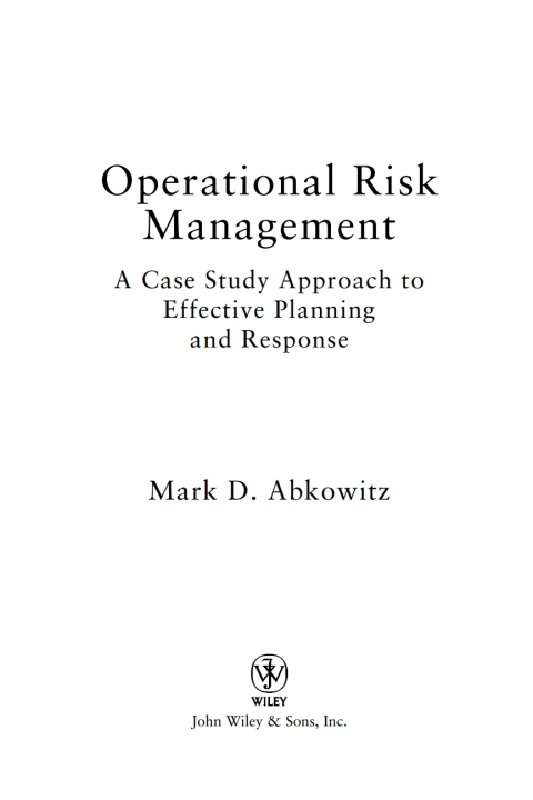 Cover image for book Operational Risk Management
