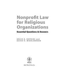 Imagen de portada: Nonprofit Law for Religious Organizations: Essential Questions & Answers 1st edition 9780470114407