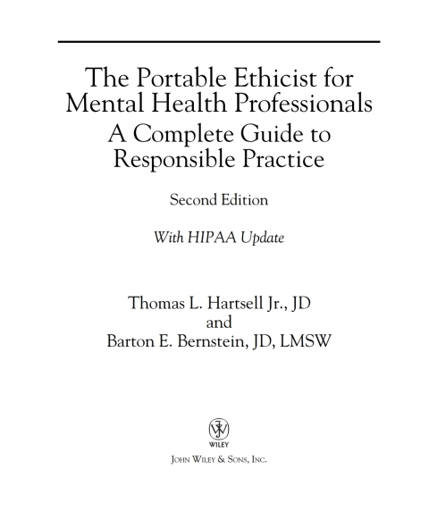 Cover image for book The Portable Ethicist for Mental Health Professionals: A Complete Guide to Responsible Practice