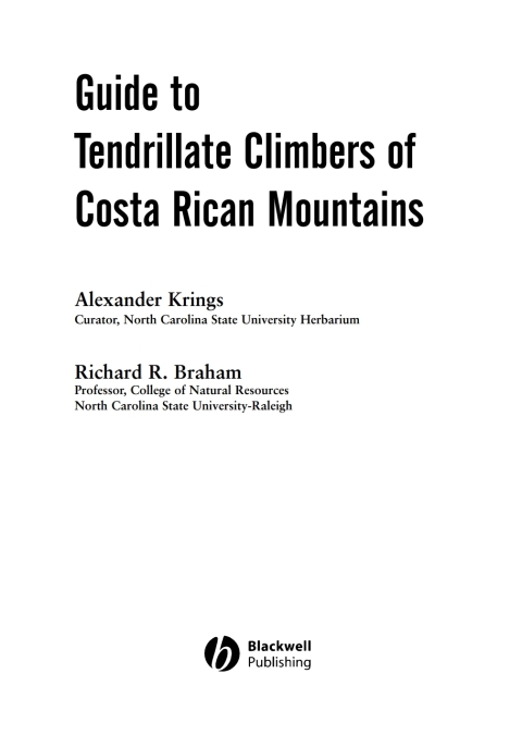 Cover image for book Guide to Tendrillate Climbers of Costa Rican Mountains