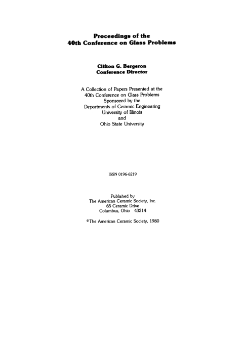 Cover image for book 40th Conference on Glass Problems