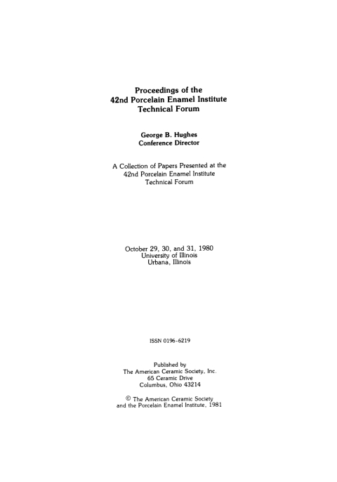 Cover image for book 42nd Porcelain Enamel Institute Technical Forum