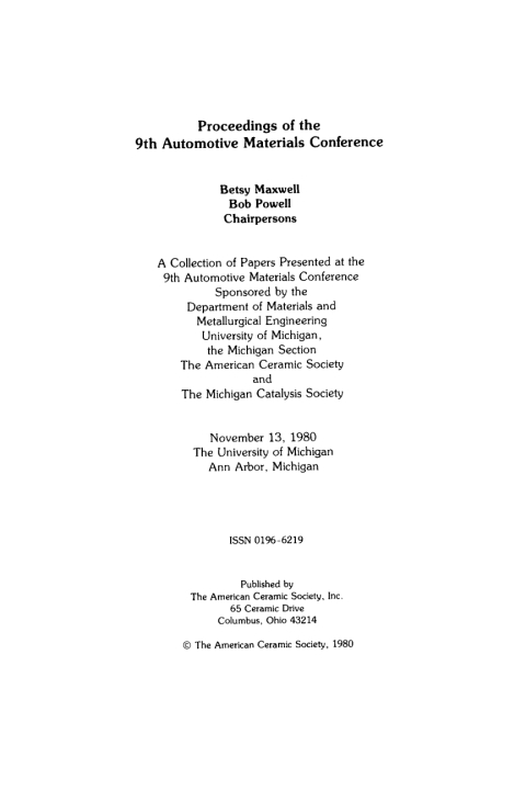 Cover image for book 9th Automotive Materials Conference