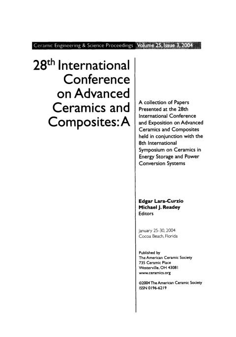 Cover image for book 28th International Conference on Advanced Ceramics and Composites A