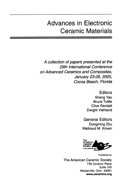 Cover image for book Advances in Electronic Ceramic Materials