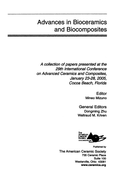 Cover image for book Advances in Bioceramics and Biocomposites