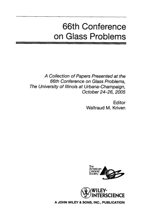 Cover image for book 66th Conference on Glass Problems