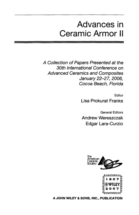 Cover image for book Advances in Ceramic Armor II