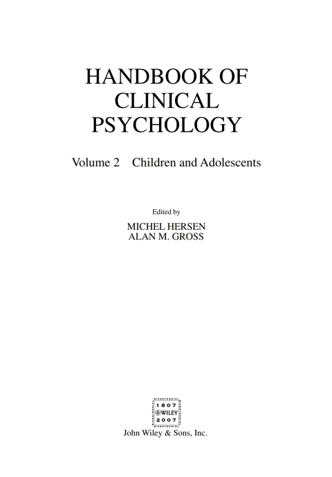 Cover image for book Handbook of Clinical Psychology, Volume 2