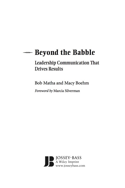 Cover image for book Beyond the Babble: Leadership Communication that Drives Results