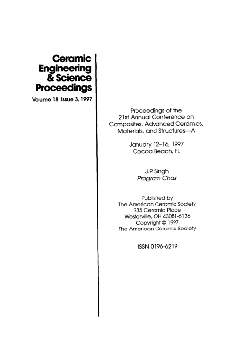 Cover image for book 21st Annual Conference on Composites, Advanced Ceramics, Materials, and Structures - A