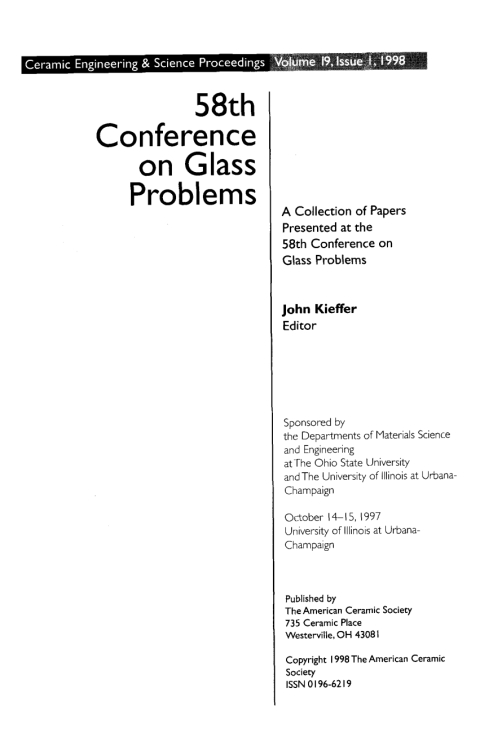 Cover image for book 58th Conference on Glass Problems