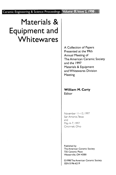 Cover image for book Materials and Equipment - Whitewares