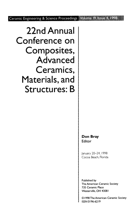 Cover image for book 22nd Annual Conference on Composites, Advanced Ceramics, Materials, and Structures - B