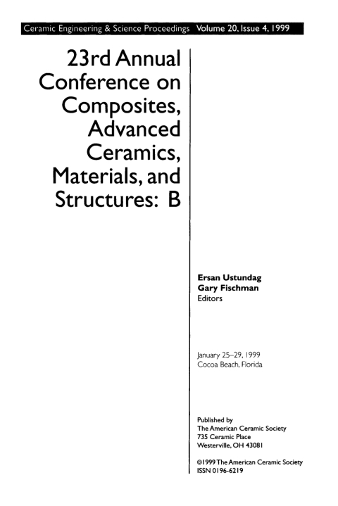 Cover image for book 23rd Annual Conference on Composites, Advanced Ceramics, Materials, and Structures - B