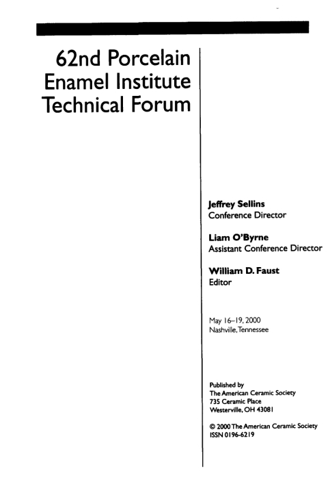 Cover image for book 62nd Porcelain Enamel Institute Technical Forum