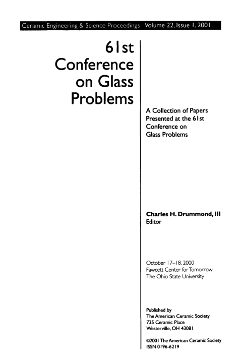 Cover image for book 61st Conference on Glass Problems