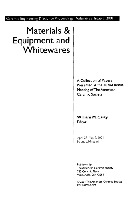 Cover image for book Materials and Equipment - Whitewares