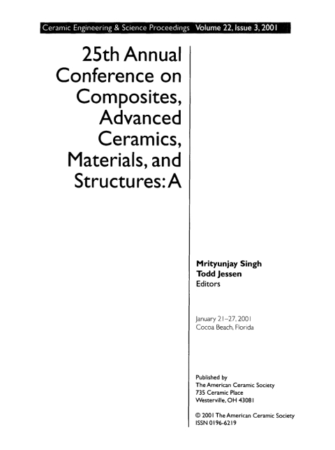 Cover image for book 25th Annual Conference on Composites, Advanced Ceramics, Materials, and Structures - A