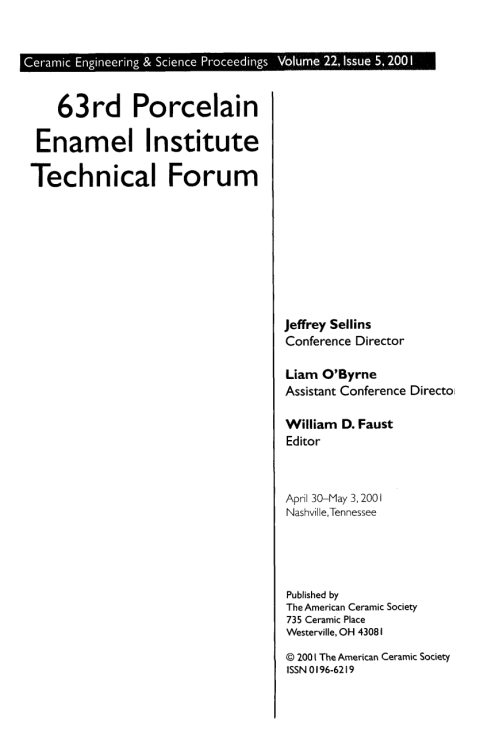 Cover image for book 63rd Porcelain Enamel Institute Technical Forum