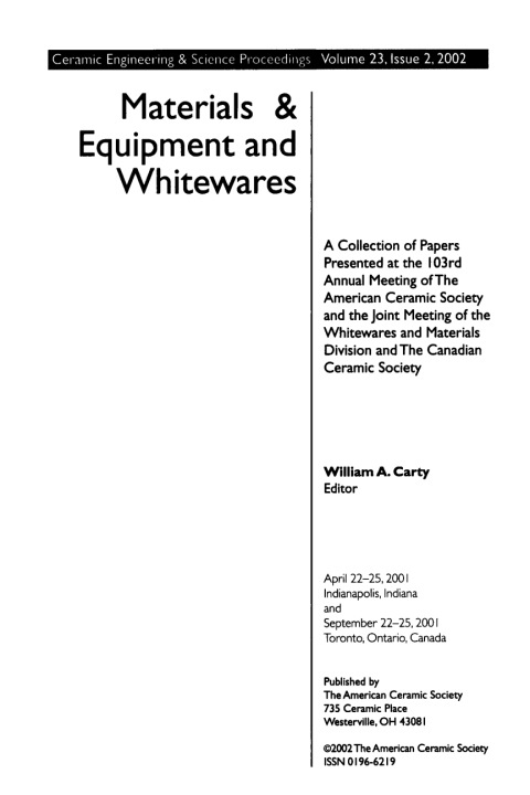 Cover image for book Materials and Equipment - Whitewares