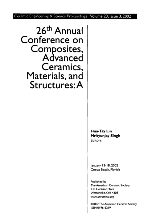 Cover image for book 26th Annual Conference on Composites, Advanced Ceramics, Materials, and Structures - A