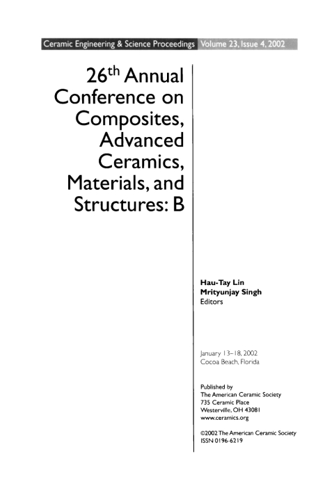 Cover image for book 26th Annual Conference on Composites, Advanced Ceramics, Materials, and Structures - B