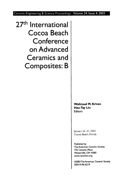 Cover image for book 27th Annual Cocoa Beach Conference on Advanced Ceramics and Composites - B