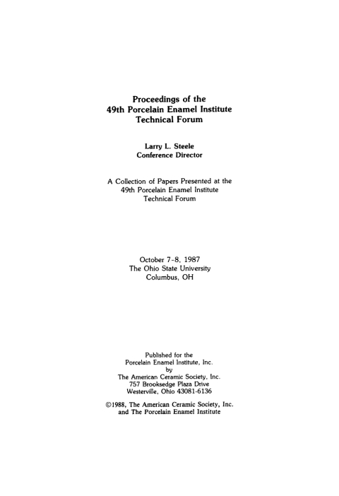 Cover image for book 49th Porcelain Enamel Institute Technical Forum