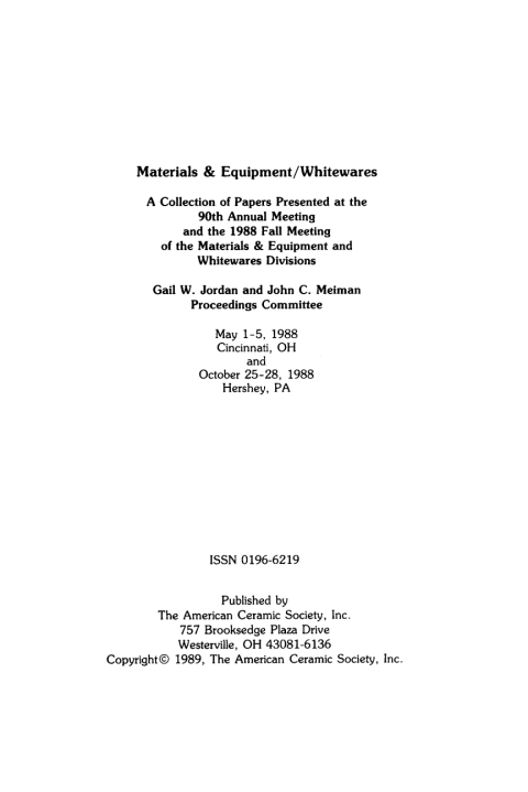 Cover image for book Materials and Equipment - Whitewares