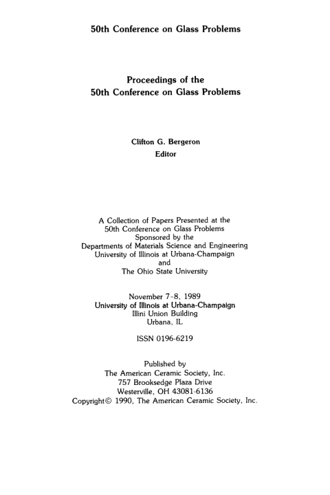 Cover image for book 50th Conference on Glass Problems
