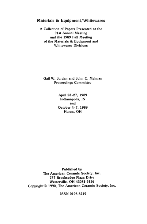 Cover image for book Materials and Equipment - Whitewares