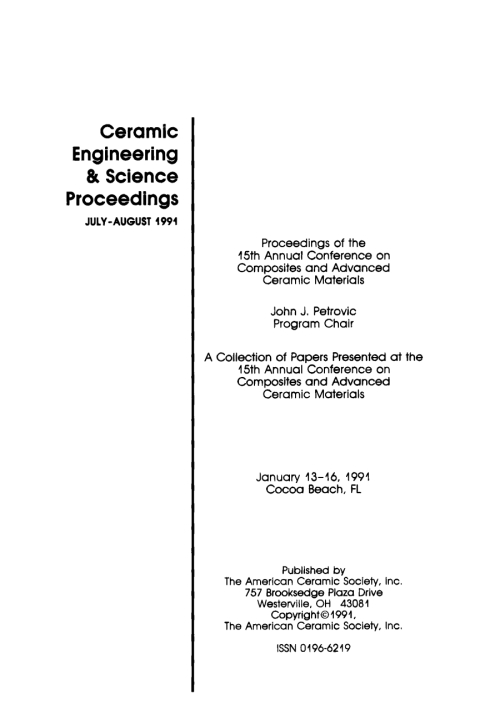 Cover image for book 15th Annual Conference on Composites and Advanced Ceramic Materials, Part 1 of 2