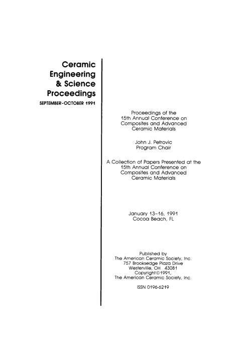 Cover image for book 15th Annual Conference on Composites and Advanced Ceramic Materials, Part 2 of 2