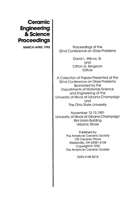 Cover image for book 52nd Conference on Glass Problems