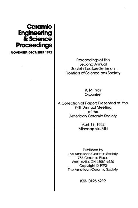 Cover image for book Second Annual Society Lecture Series on Frontiers of Science and Society