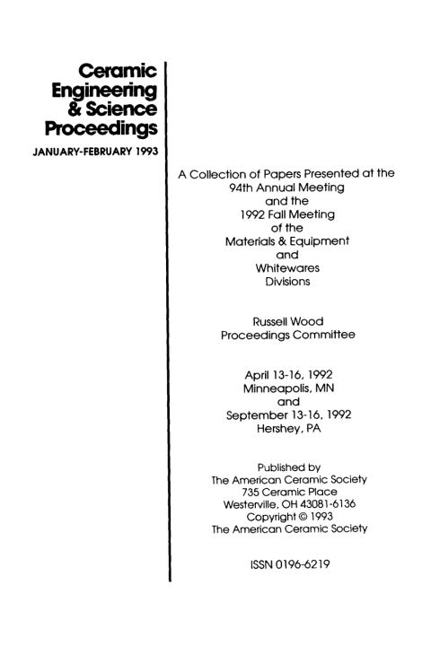 Cover image for book Materials and Equipment - Whitewares Manufacturing