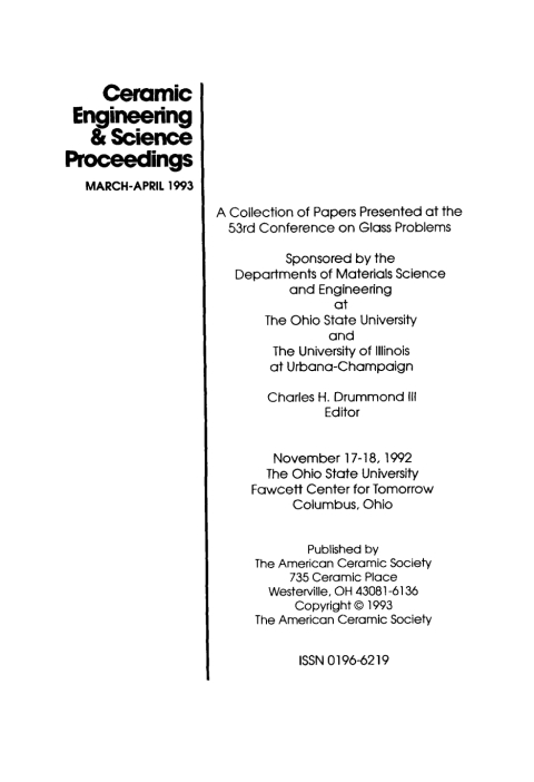 Cover image for book 53nd Conference on Glass Problems