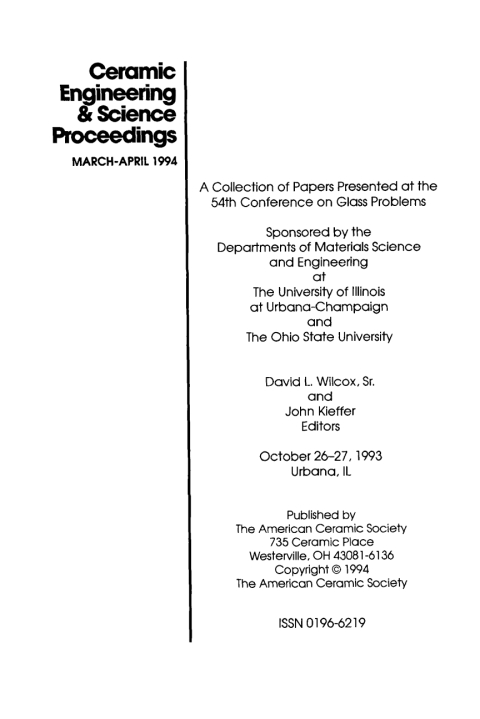 Cover image for book 54th Conference on Glass Problems