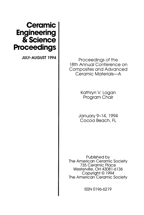 Cover image for book 18th Annual Conference on Composites and Advanced Ceramic Materials - A