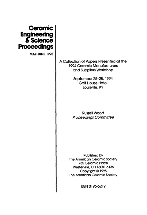 Cover image for book 1994 Ceramic Manufacturers and Suppliers Worskhop